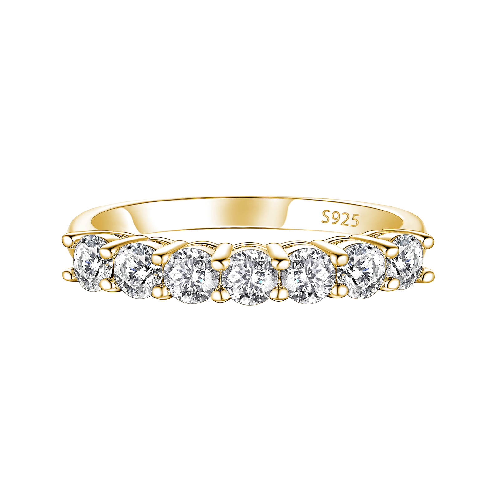 S925 Moissanite 0.7Ct Round Cut Yellow Gold Women's Wedding Band Stackable Ring For Women