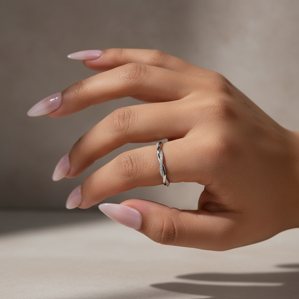 Gelovely Moissanite 0.3 Ct Round Cut Pave White Gold Wedding Band