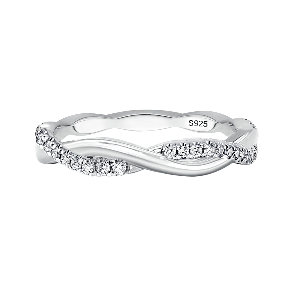 Gelovely Moissanite 0.3 Ct Round Cut Pave White Gold Wedding Band
