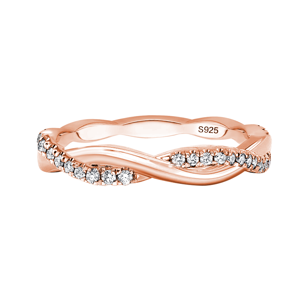 Gelovely Moissanite 0.3 Ct Round Cut Pave Rose Gold Wedding Band