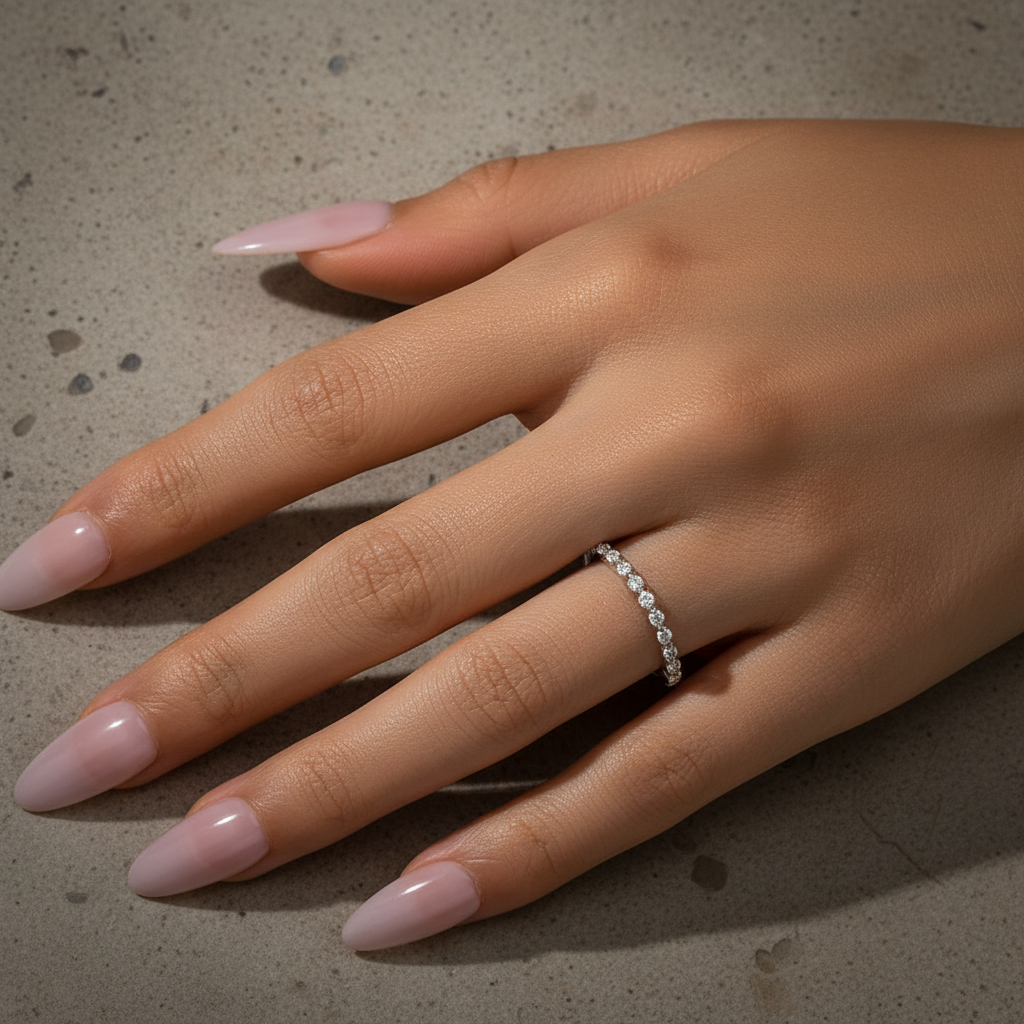 Gelovely Moissanite 0.4 Ct Round Cut Half Eternity Thin Women's Wedding Band