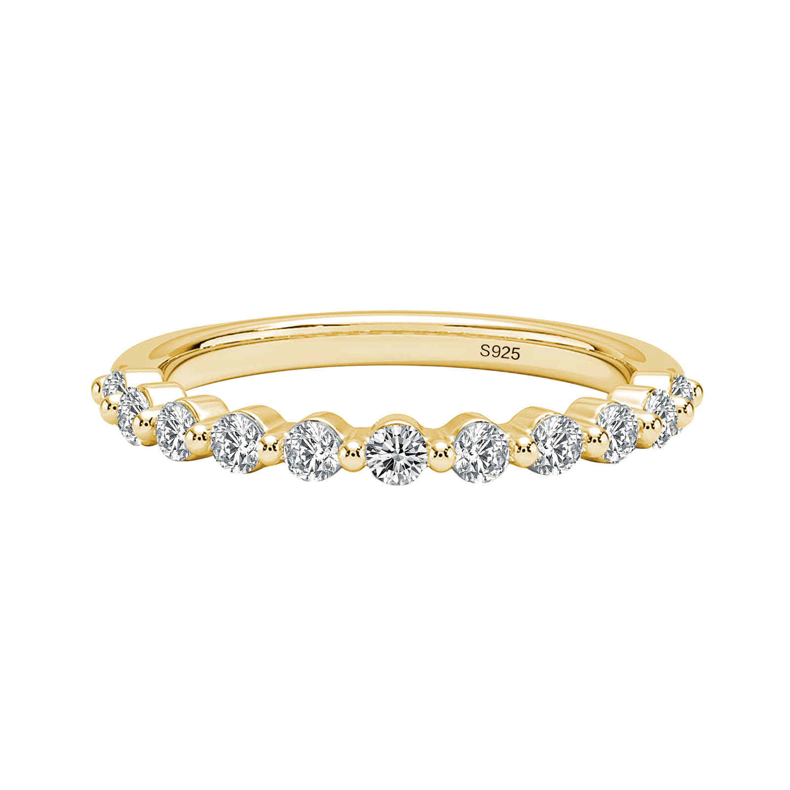 Gelovely Moissanite 0.4 Ct Yellow Gold Half Eternity Thin Women's Wedding Band