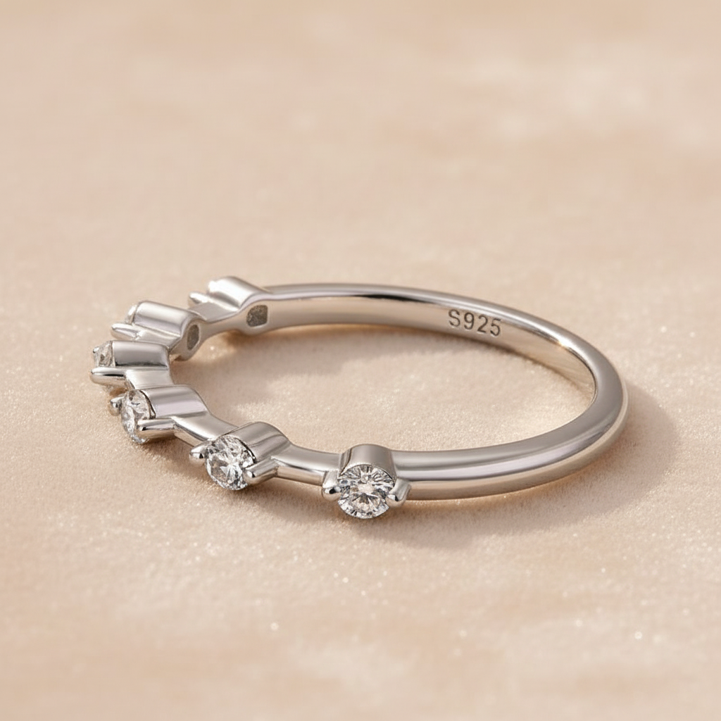 S925 Moissanite 0.2 Ct Round Cut Women's Wedding Band