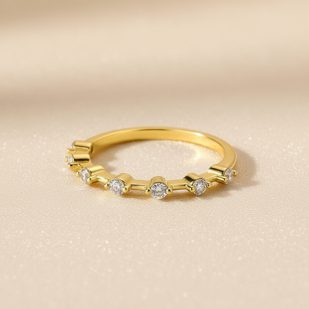 S925 Moissanite 0.2 Ct Yellow Gold Women's Wedding Band