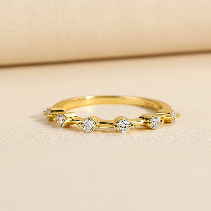 S925 Moissanite 0.2 Ct Yellow Gold Women's Wedding Band