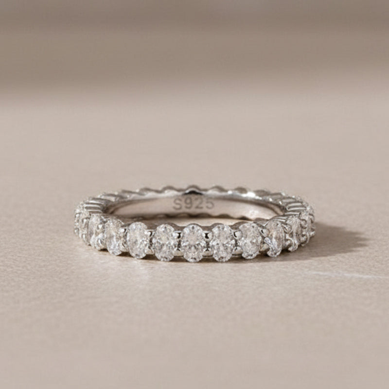 Gelovely Moissanite 3.0 Ct Oval Cut Full Wedding Band for Women