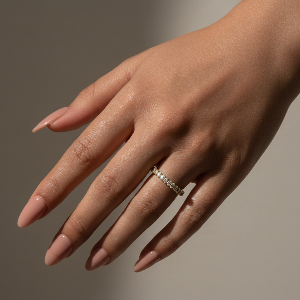 Gelovely Moissanite 3.0 Ct Oval Cut Full Yellow Gold Wedding Band for Women