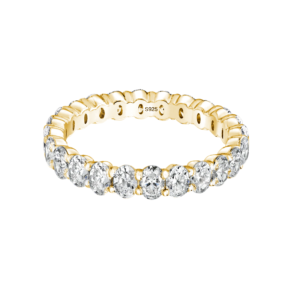 Gelovely Moissanite 3.0 Ct Oval Cut Full Yellow Gold Wedding Band for Women