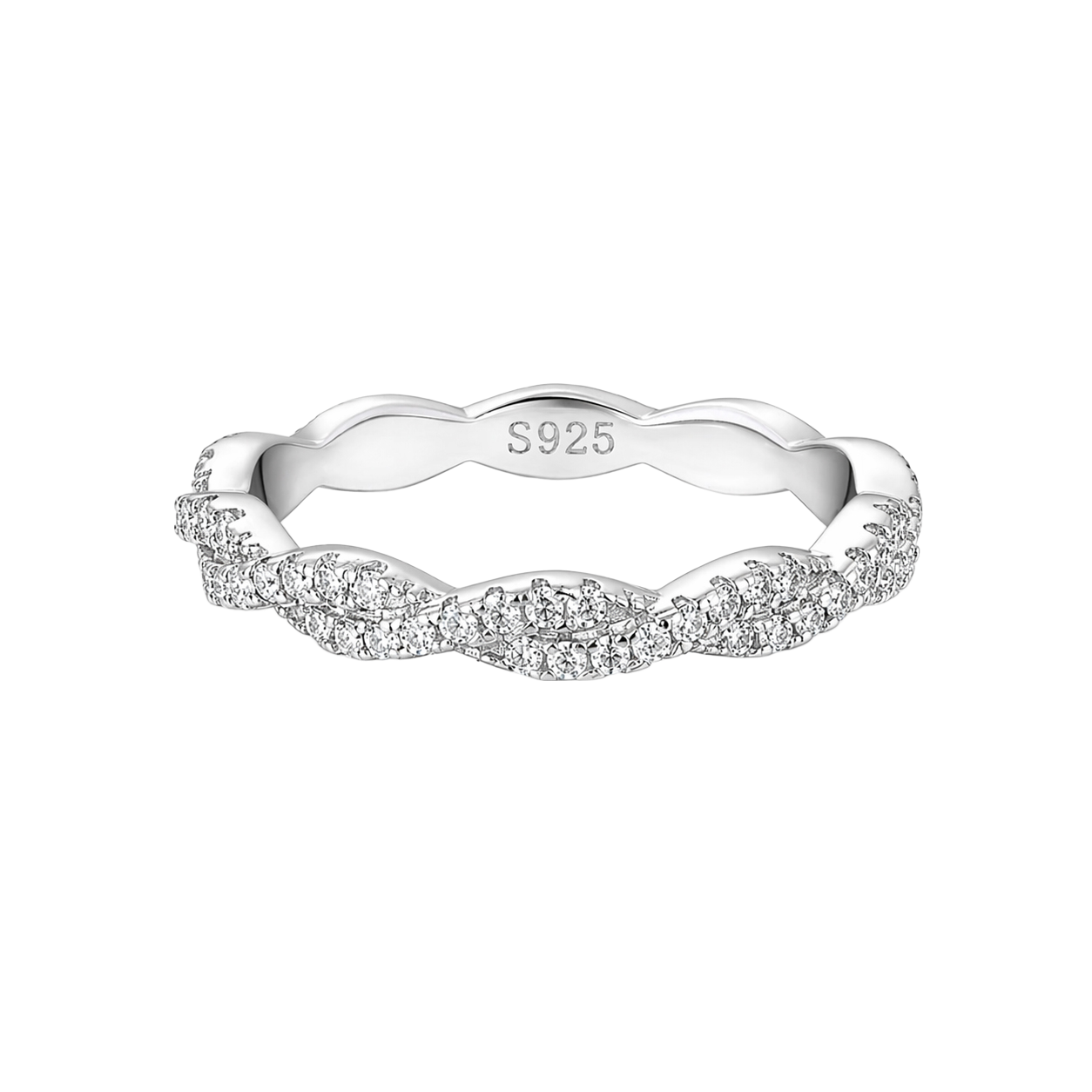S925 Moissanite 0.35Ct Wave-Shaped Eternity Band Stackable Wedding Ring For Women