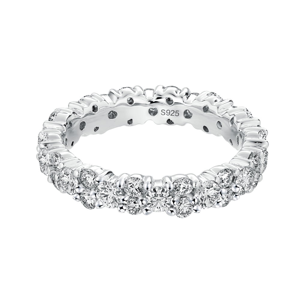 S925 Moissanite 2.5 Ct Round Cut White/White&Green Stone Full Wedding Band Stackable Band for Everyday Wear