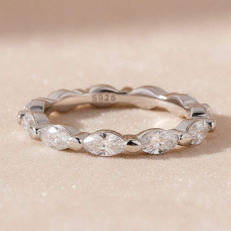 White Gold East West Marquise Moissanite Diamond Eternity Ring