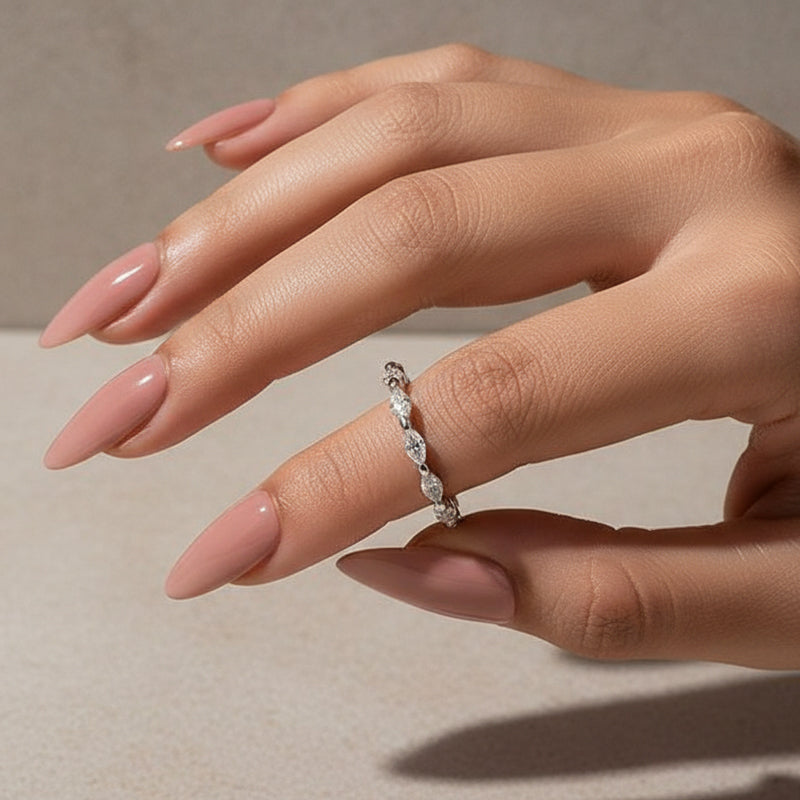 White Gold East West Marquise Moissanite Diamond Eternity Ring