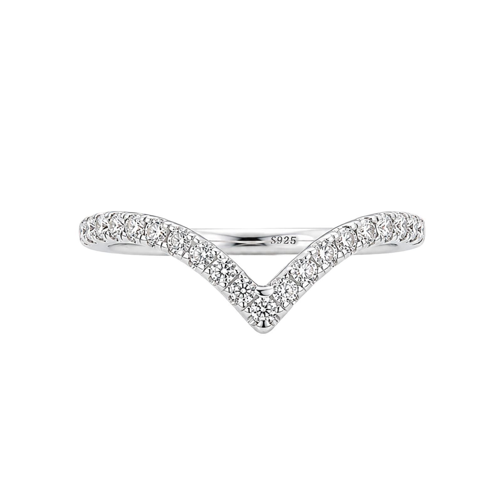 S925 Moissanite 0.5Ct Round Cut Pavé Curved Wedding Band Stackable Ring For Everyday Wear