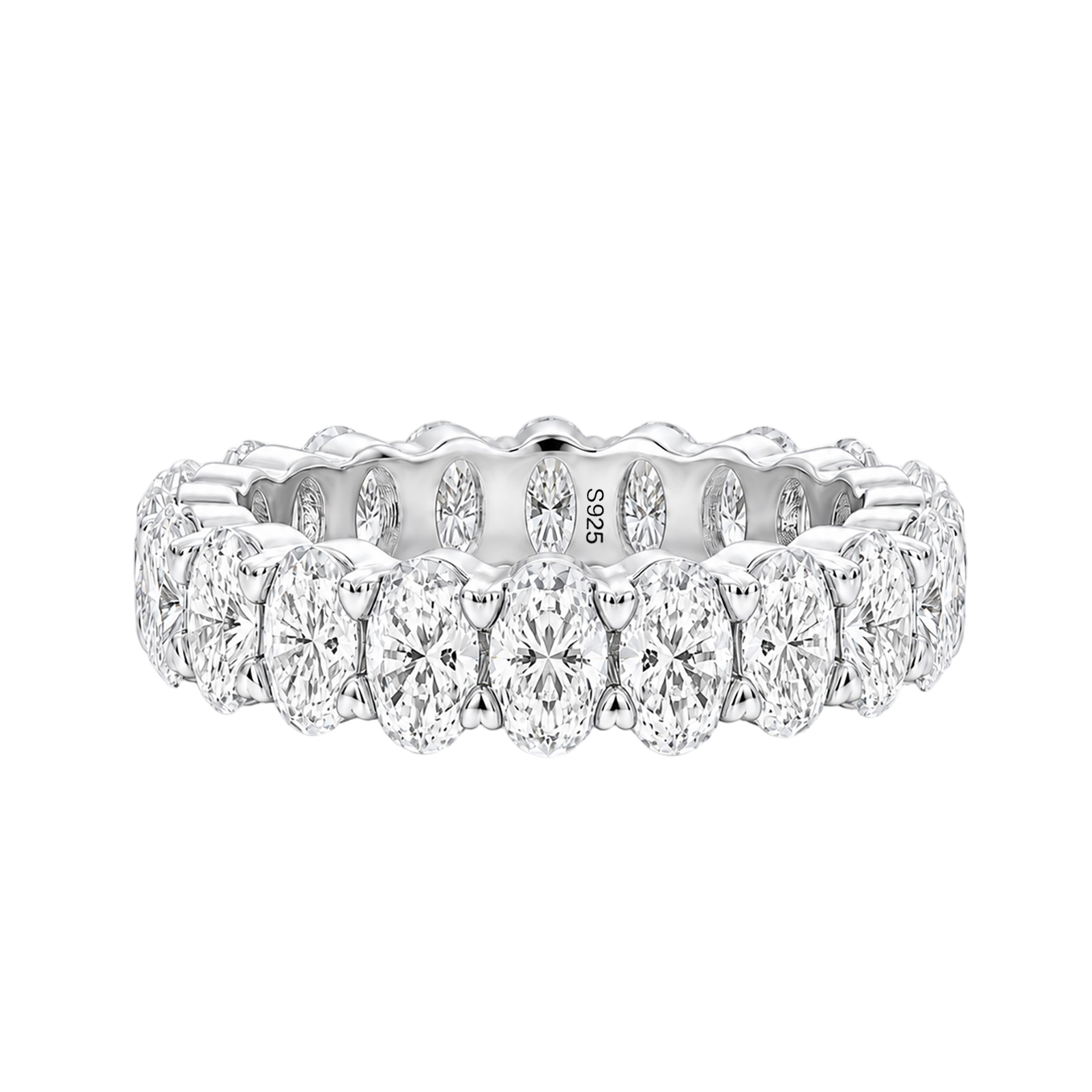 S925 Moissanite 5.0CT Oval Cut Stackable Full Eternity Statement Ring For Daily Wear