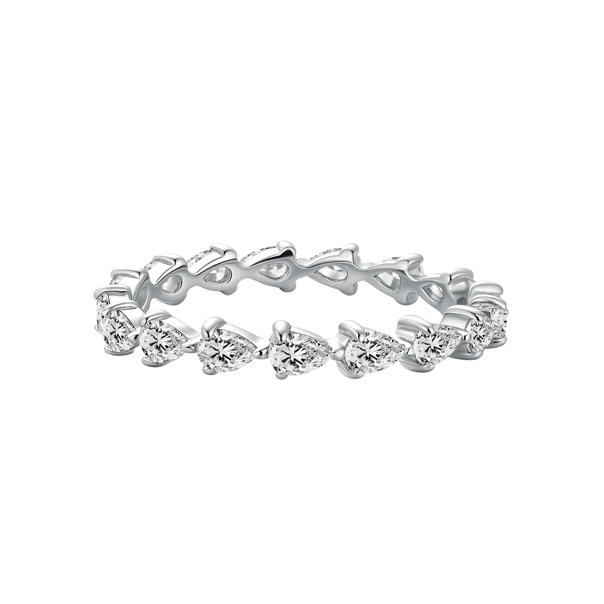 Full Eternity Pear Cut White Gold Wedding Band