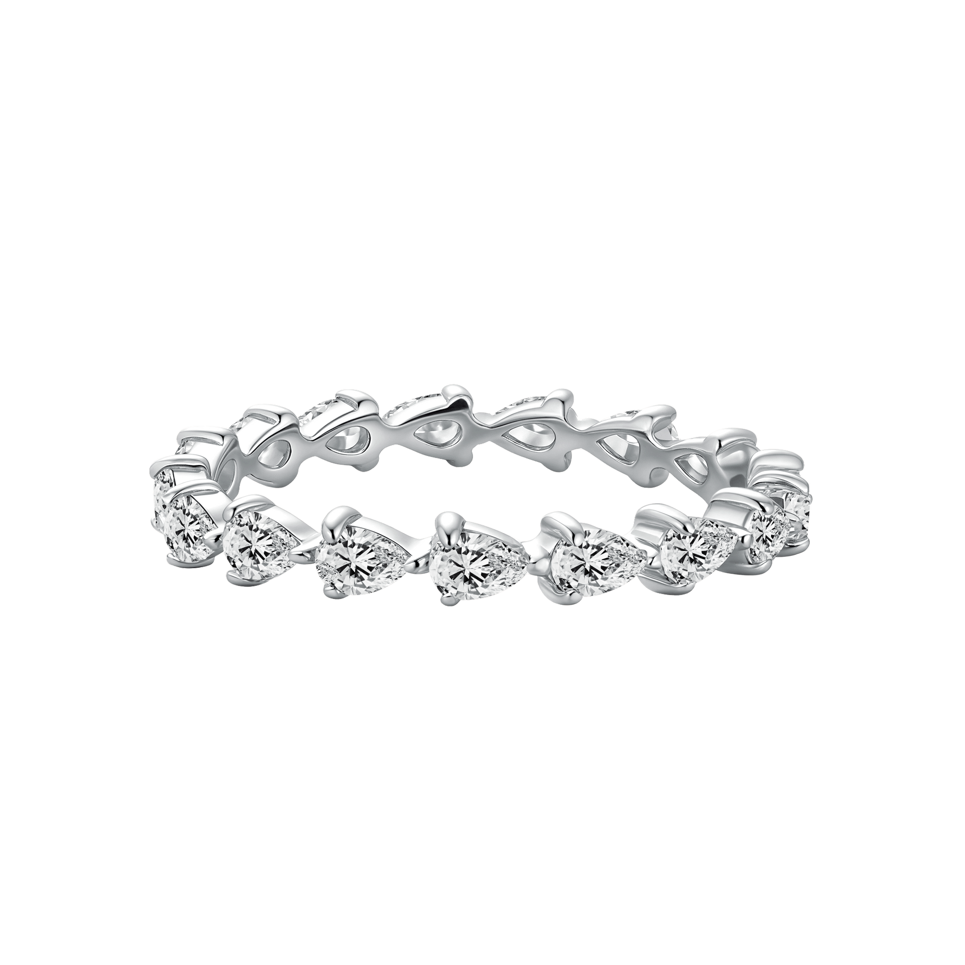 Full Eternity Pear Cut White Gold Wedding Band