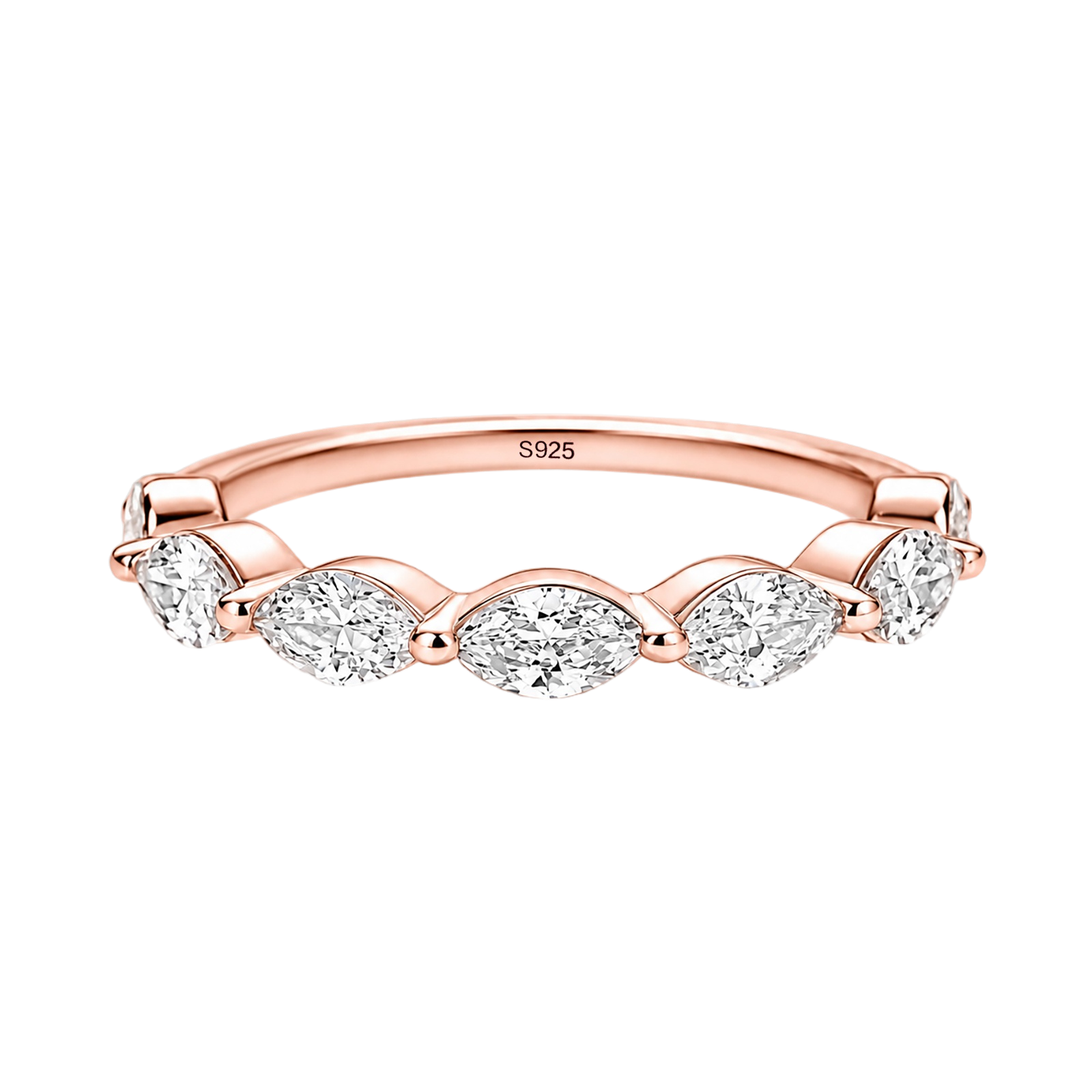 Moissanite 1.75CT Marquise Cut Stackable Half Eternity Ring in Sterling Silver