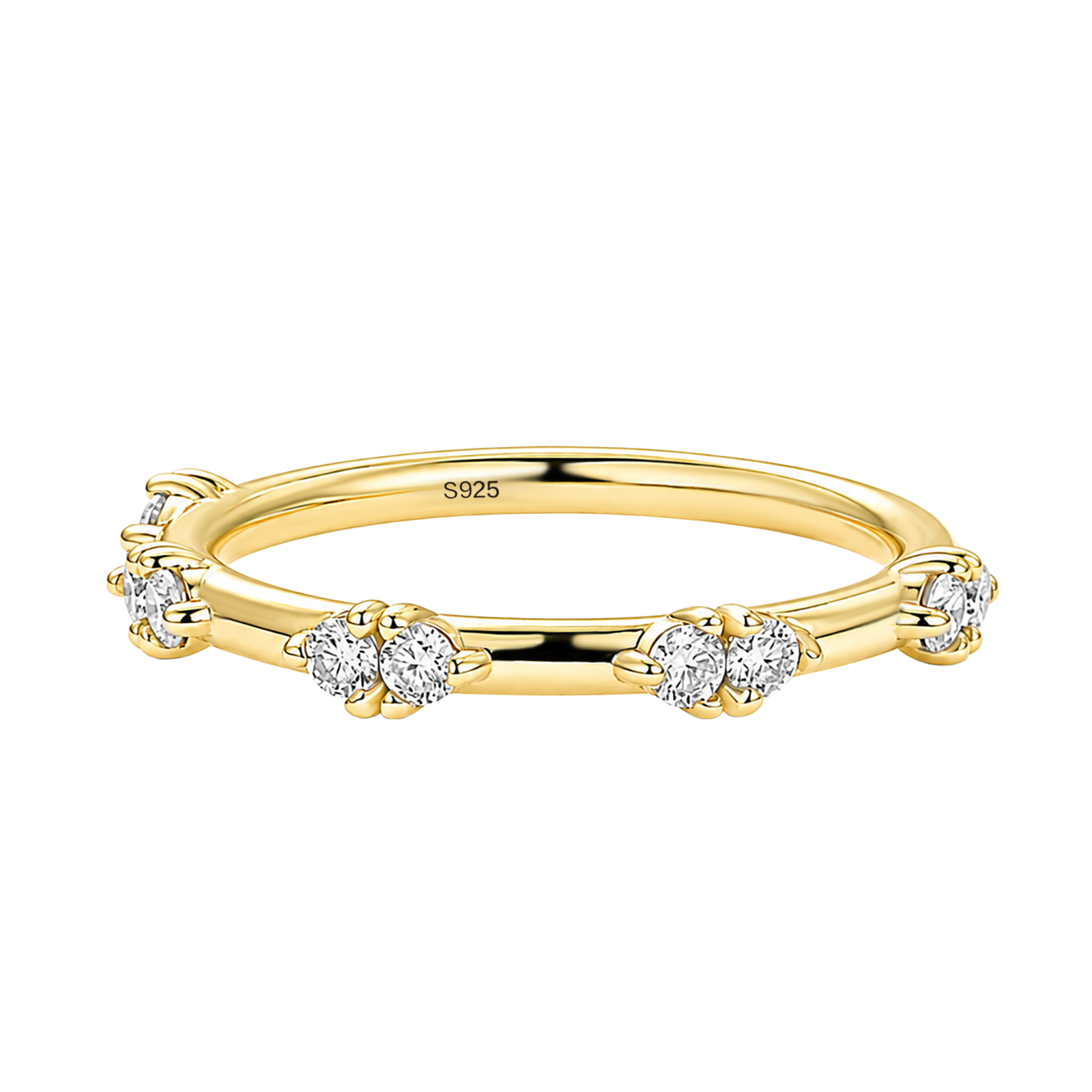 S925 Moissanite 0.27Ct Round Cut Thin Wedding Band Delicate Stackable Ring For Everyday Wear