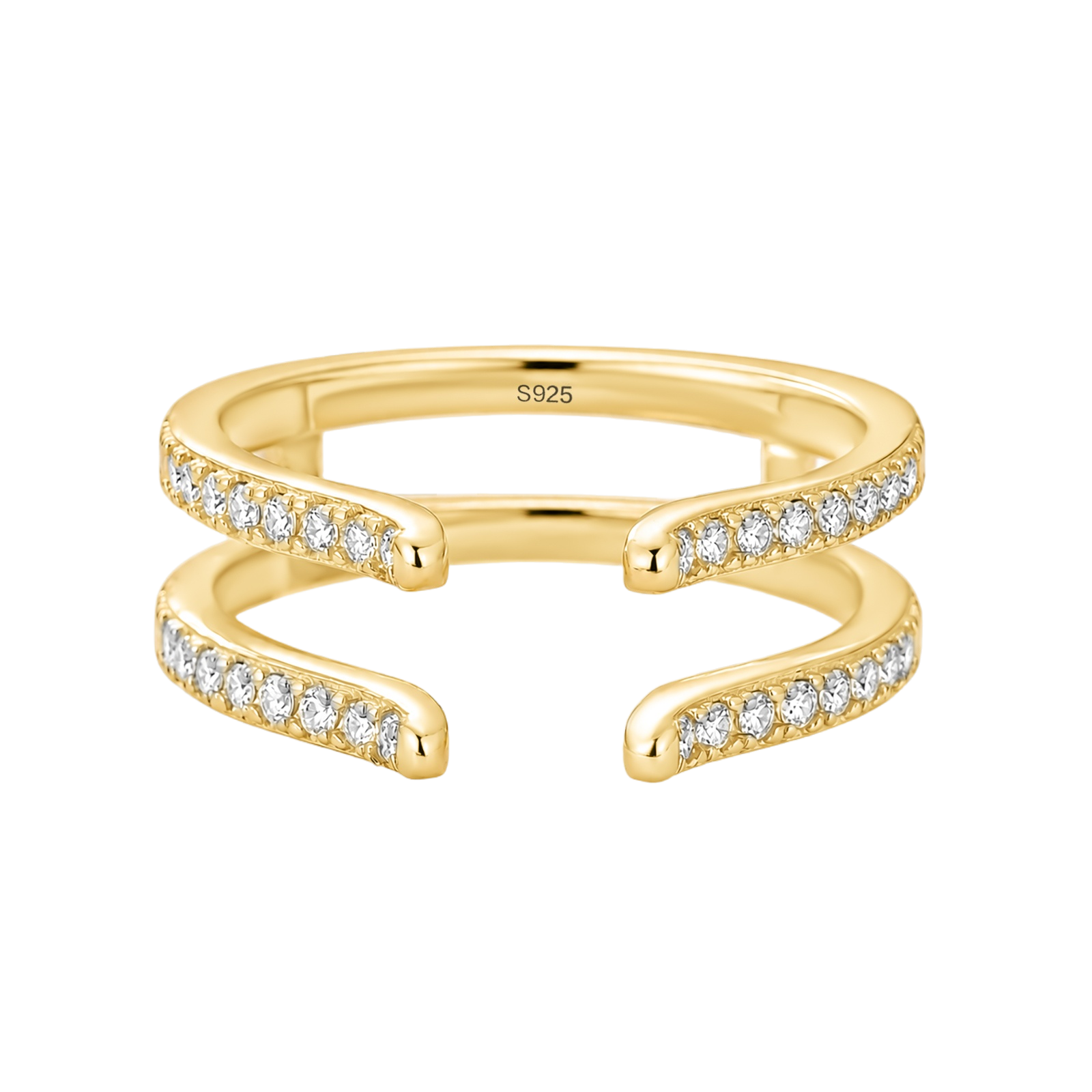 S925 Moissnaite 0.36Ct Pave Self Love Stackable Open Enhancer Band For Everyday Wear