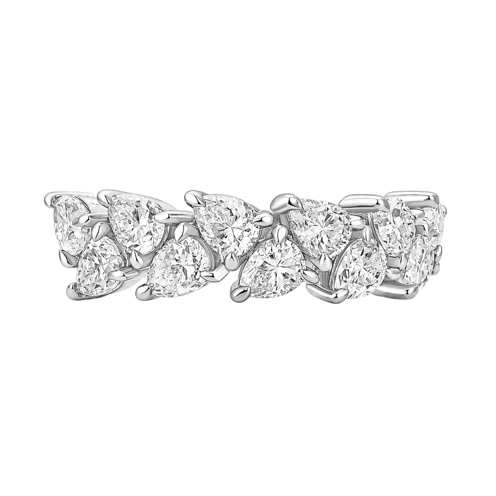 Moissanite Pear Cut 2.2Ct Half Eternity Band Stackable Teardrop Sparkle Ring For Women