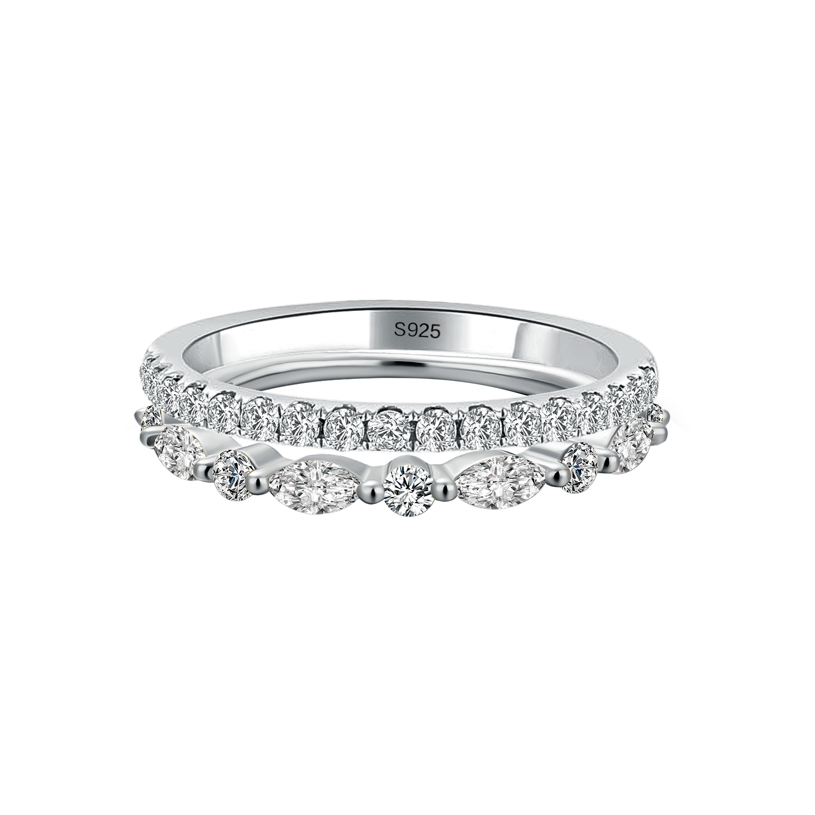 Eternity Stackable Moissanite Diamonds Wedding Band Set