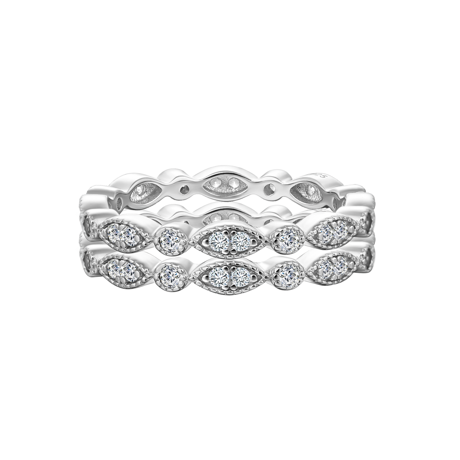0.6Ct Moissanite with Matching Pave Eternity Band in White Gold