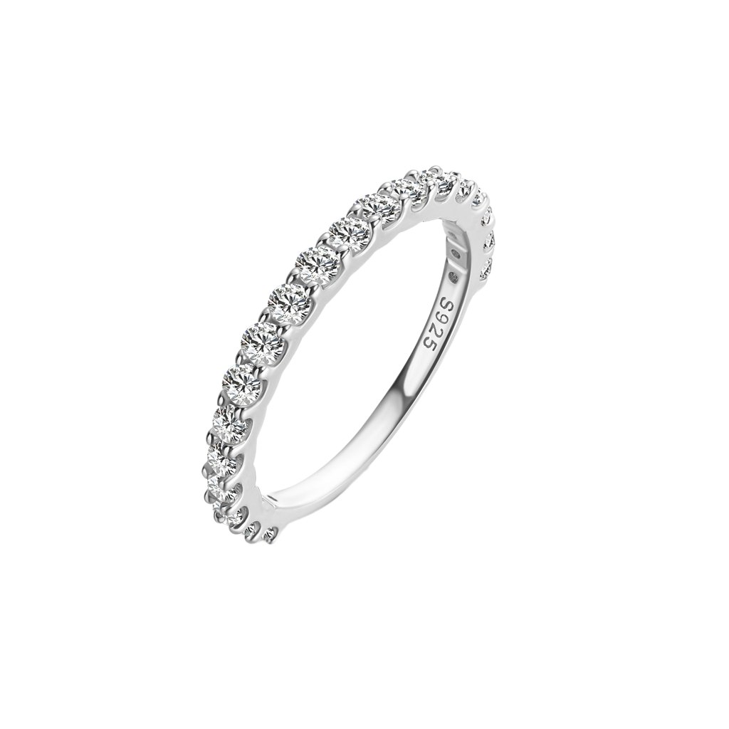 Gelovely Moissanite 0.6 Ct White Gold Round Cut Eternity Wedding Band