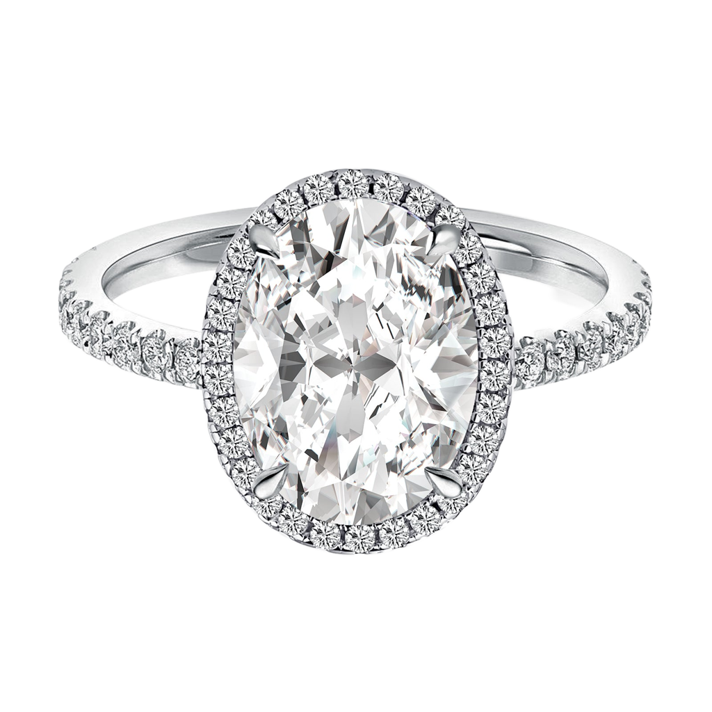 S925 Moissanite 4.5 Ct Oval White Gold Promise Ring