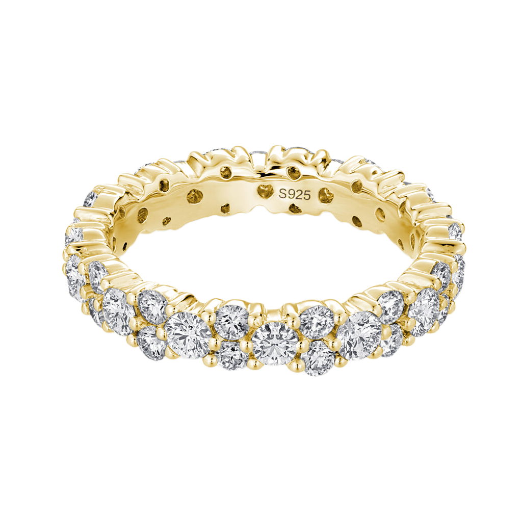Gelovely Moissanite 2.5 Ct Yellow Gold Round Cut Full Wedding Band for Women