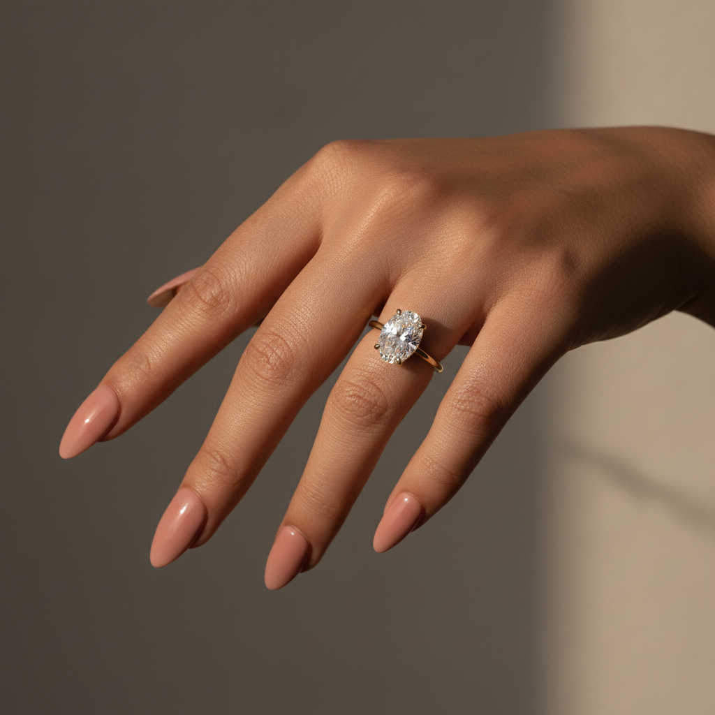 Moissanite 2.0 Ct ～5.5 Ct Oval Cut Yellow Gold Promise Ring For Women
