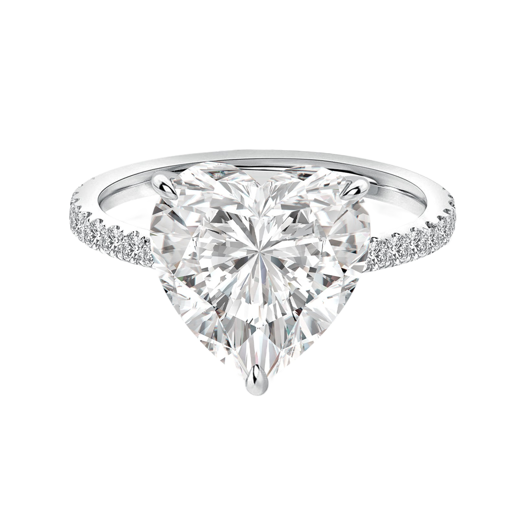 S925 Moissanite 4.0 Ct Heart Cut White Gold Promise Ring