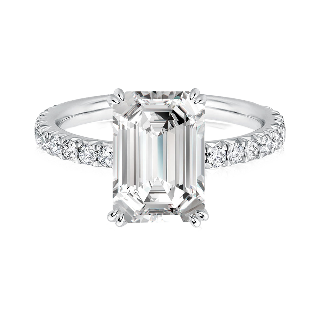 Gelovely Moissanite 4.5 Ct Emerald Cut Engagement Ring For Women