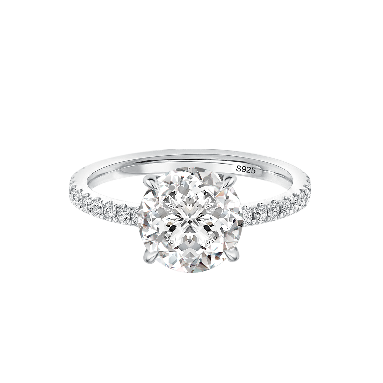S925 Moissanite 2.0 Ct Round Cut Promise Ring Everyday Wearable Ring For Women