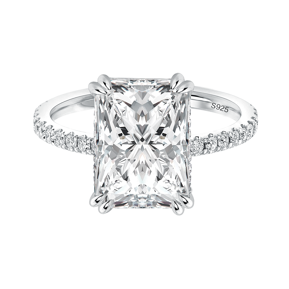 Gelovely Moissanite 4.5 Ct Radiant Cut White Gold Engagement Ring For Women