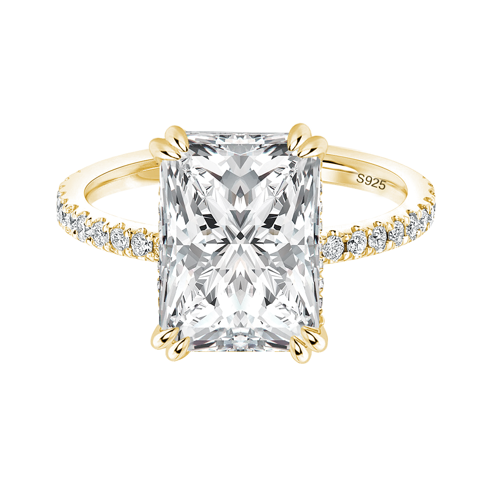 Gelovely Moissanite 4.5 Ct Radiant Cut Yellow Gold Engagement Ring For Women