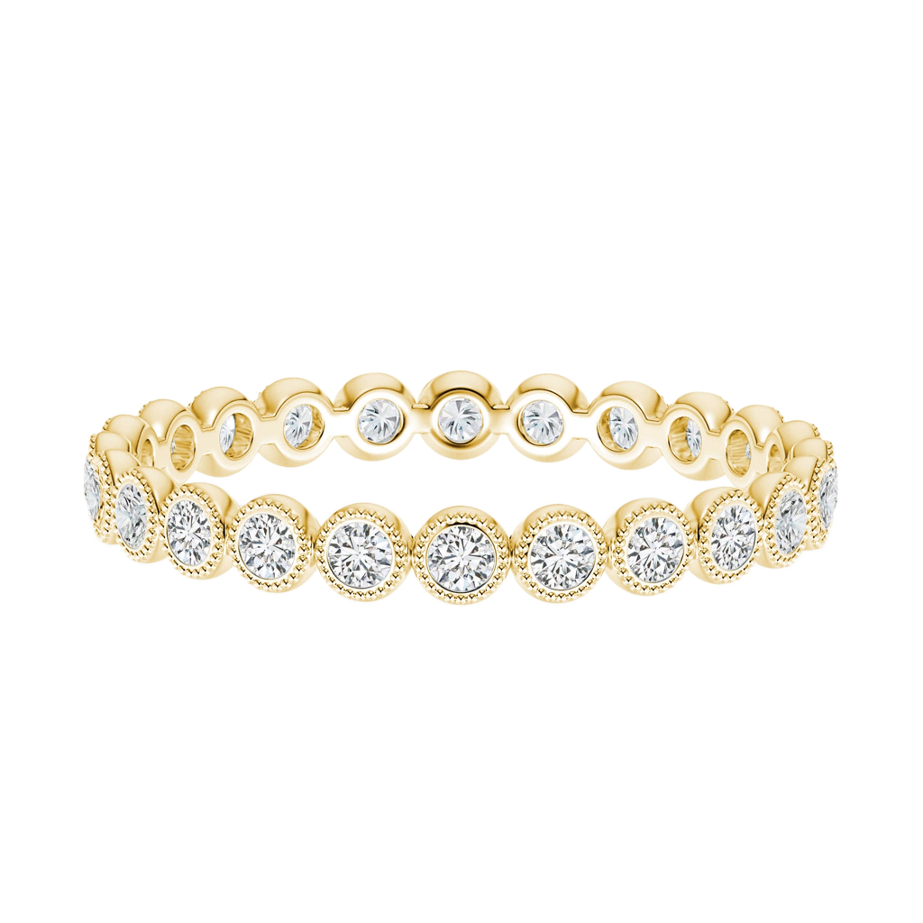 S925 Moissanite 0.5 Ct Yellow Gold Round Cut Pave Wedding Band