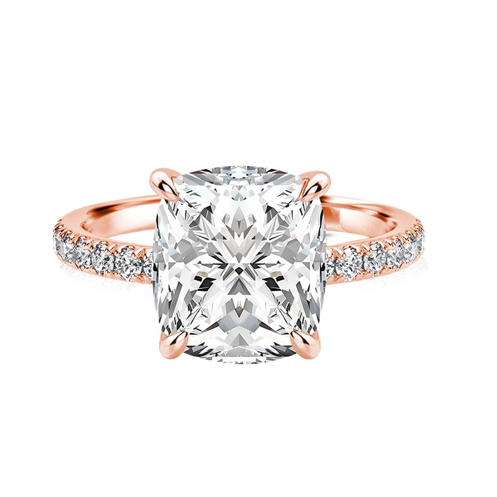 S925 Moissanite 3.0 Ct Cushion Cut Rose Gold Engagement Ring For Women