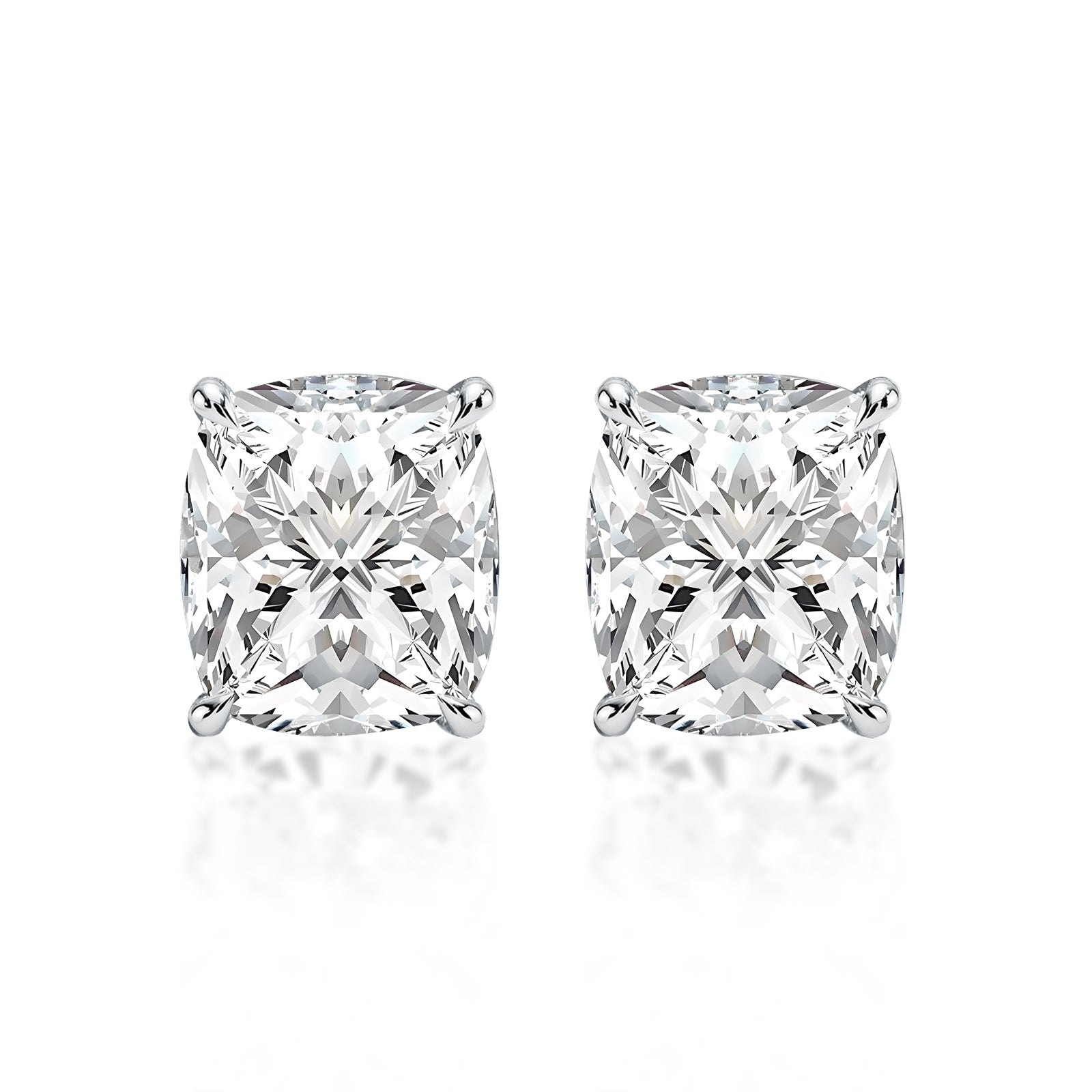 S925 Moissanite 2.0 Ct Cushion Cut White Gold 4 Prong Stud Earrings Wedding Earring Gift