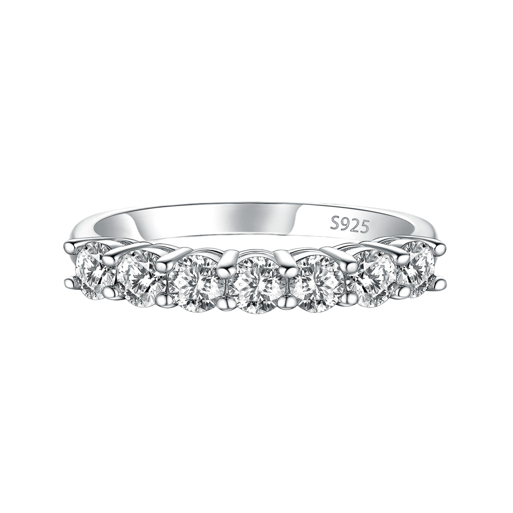 Gelovely Moissanite 0.7Ct Round Cut White Gold Women's Wedding Band