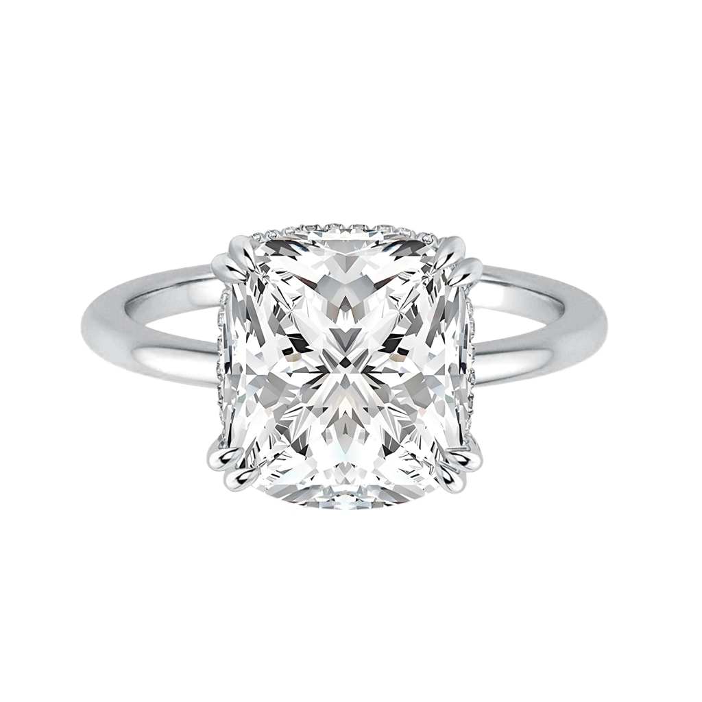 Gelovely Moissanite 4.5 Ct Cushion Cut White Gold Engagement Ring