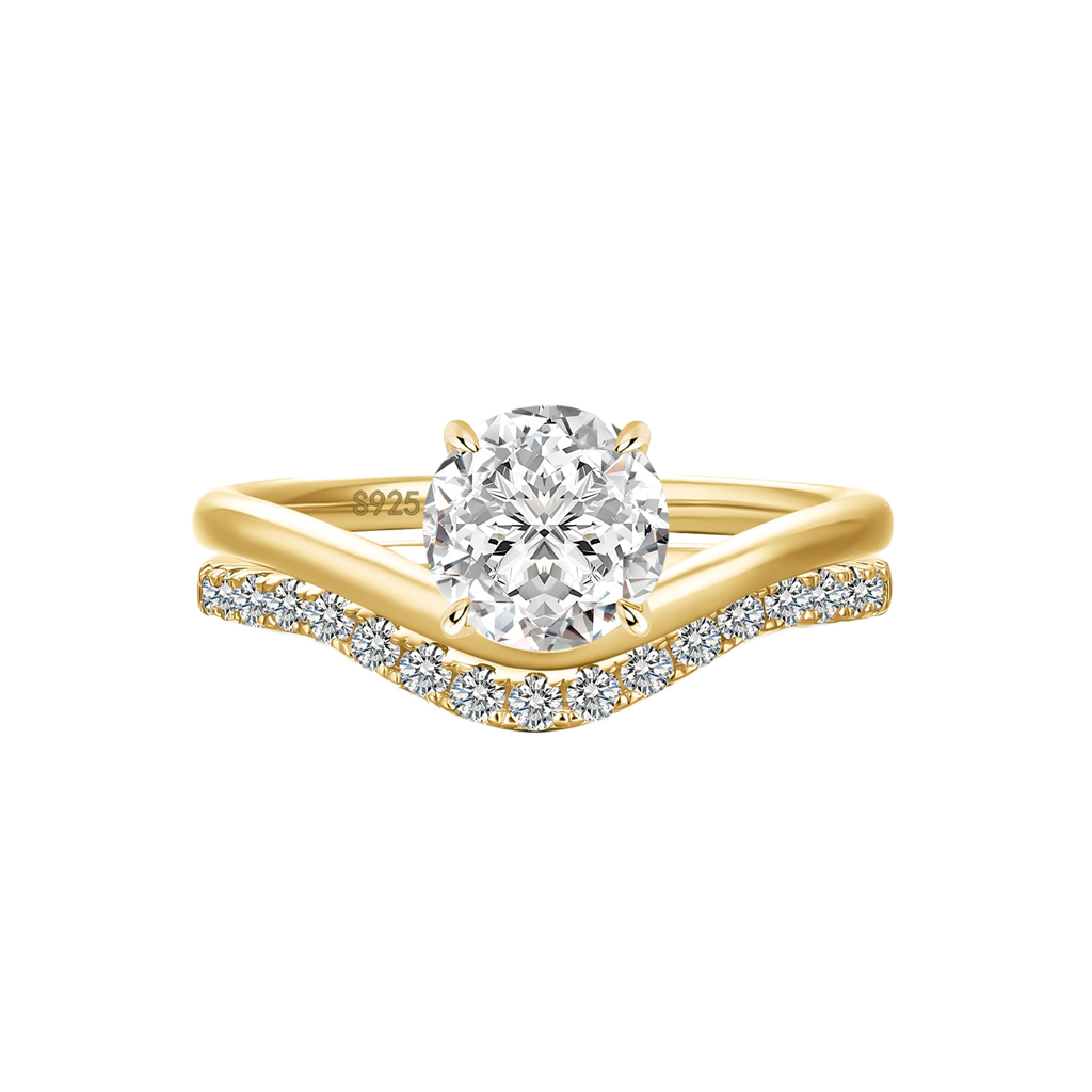S925 Moissanite 1.0Ct Round Cut Stackable Bridal Ring Set Daily Wear Rings Ring Gift