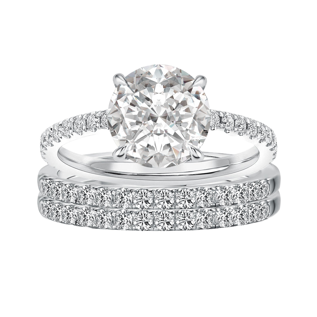 Gelovely Moissanite 2.0 Ct Round Cut Wedding Ring Set For Women