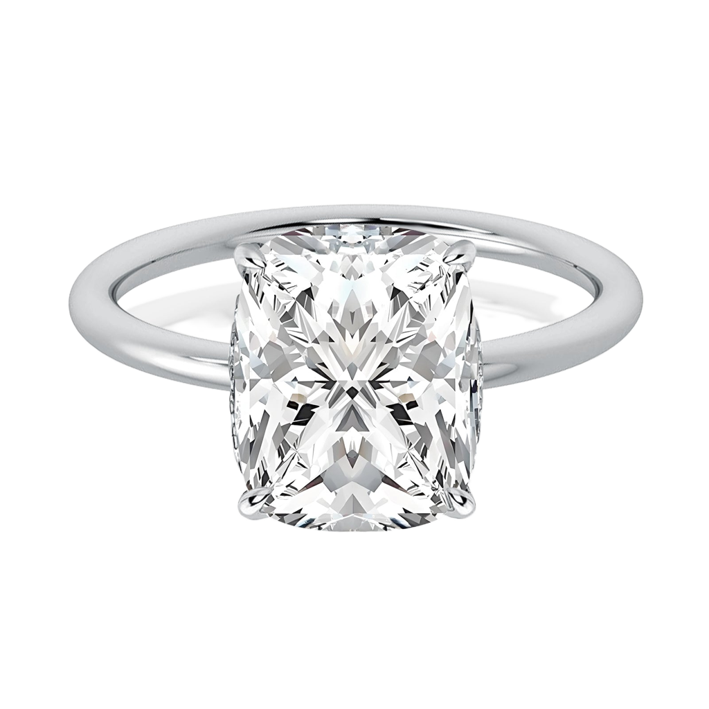 Moissanite Solitaire 4.0 Ct Cushion Cut White Gold Engagement Ring