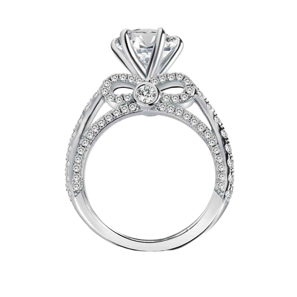 S925 Moissanite 2.0 Ct Bow Base Design White Gold Promise Bridal Ring