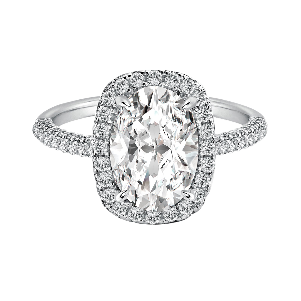 Gelovely Moissanite 2.5 Ct Halo Oval Cut Promise Ring For Women