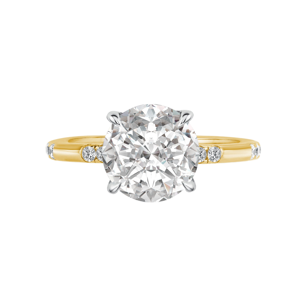 S925 Moissanite 2.0Ct Round Cut Elegant Two-tone Engagement Ring