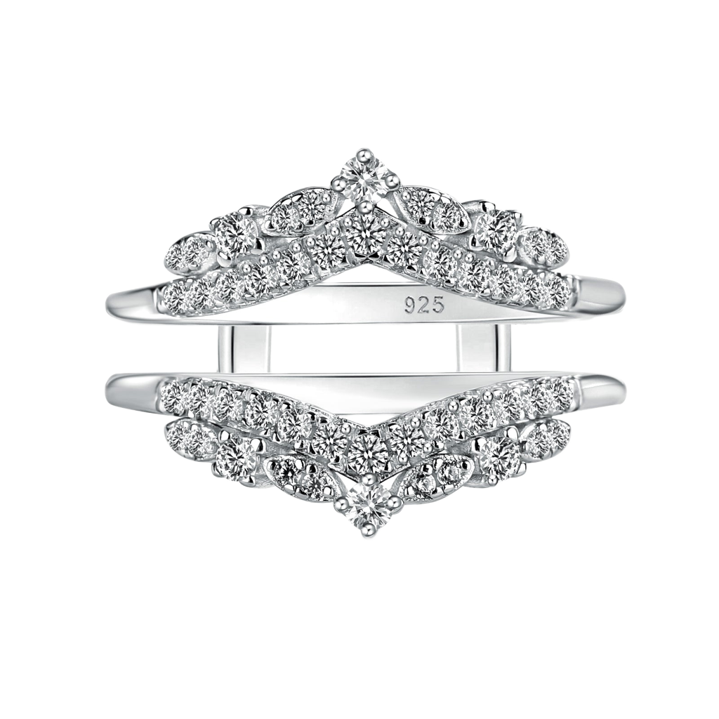 Gelovely Moissanite Round Cut Jacket White Gold Stack Wedding Band